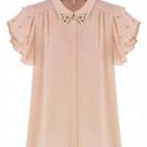 Casual Loose Bead Turn Drown Neck Batwing Sleeve