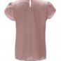 Beaded Neckline Ruffle Shoulder Chiffon Blouse