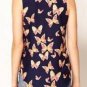 Sleeveless Butterfly Print Chiffon Vest Blouse
