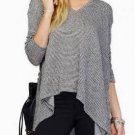 Casual Knitted Striped Blouse Batwing Sleeve Hooded Blouse