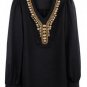Elegant V Neck Y Beads Long Sleeve Chiffon Blouse