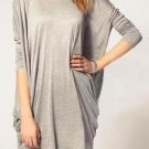 Women Loose Long Bat Sleeve Knitted T-shirt