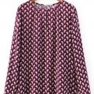 Wine Red Cashew Printing Crew Neck Hedging Long Sleeve
