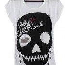 Love Design Long Skull O-neck Short Sleeve Cotton T-shirt