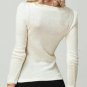Beading Knit Puff Sleeve O-Neck Sweater Blouse