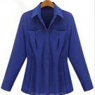 Women Elegant Long Sleeve Lapel Chiffon Blouse