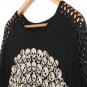 Black Bat Long Sleeve Skull Print Casual T-Shirt