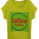 Loose Letters Printed Batwing Sleeve Cotton T-Shirt