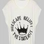 Casual Loose Pattern Printed Batwing Sleeve Cotton T-Shirt