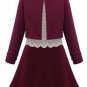 Women Elegant Lace Patchwork Dress Two Piece Long Sleeve Dress