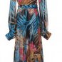 Casual Hot Floral Chiffon Deep V Neck Long Sleeve Maxi Party Dress