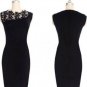 Sleeveless Elegant Hollow Lace Slim Black Mini Sheath Dress