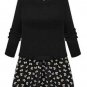 Long Sleeve Collar Knitted Floral Dress