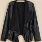 Women Casual Slim PU Jacket Black Zipper Cool Shirt