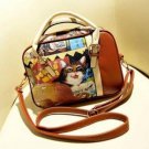 Women Vintage Cat Print Handbag Shoulder Bag