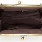 Brown Metal PU Leather Handbag