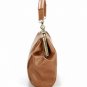 Brown Metal PU Leather Handbag