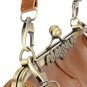 Brown Metal PU Leather Handbag