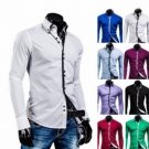 Mens Fashion Shirts Slim Fit Long Sleeve Casual Dress Tops