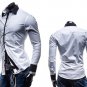 Mens Slim Fit Unique Neckline Long Sleeve Dress Shirts 5 Colors