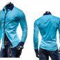 Mens Slim Fit Unique Neckline Long Sleeve Dress Shirts 5 Colors