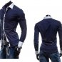 Mens Slim Fit Unique Neckline Long Sleeve Dress Shirts 5 Colors
