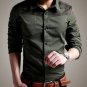 Mens Fashion Casual Slim Fit Long Sleeve Plaid Stitching Dress Shirt