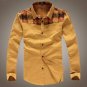 Mens Fashion Casual Slim Fit Long Sleeve Plaid Stitching Dress Shirt