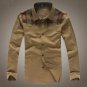 Mens Fashion Casual Slim Fit Long Sleeve Plaid Stitching Dress Shirt
