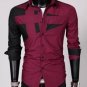Men's Slim Fit Contrast Color Splicing Long Sleeve Fashion Shirts