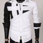 Men's Slim Fit Contrast Color Splicing Long Sleeve Fashion Shirts