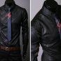 Mens Cotton Dark Denim Business Casual Long Sleeve Shirts