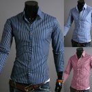 Men's Long-sleeved Striped Shirt Cotton Shirt