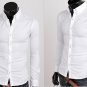 Mens Plaid Stylish Dress Shirts Casual Slim Long Shirt