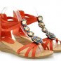 Bohemia Beaded Rhinestone Wedge Heels Sandals