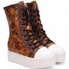 Color Patchwork Floral Print Knight Boots