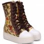 Color Patchwork Floral Print Knight Boots