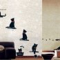 Removable Black Cat Family Wall Sticker Room Bcakground