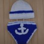 4PCS Baby Seaman Crochet Costume Photography Prop Clothes