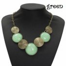 Vintage Round Gem Cabochon Collar Pendant Necklace