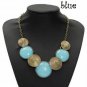 Vintage Round Gem Cabochon Collar Pendant Necklace