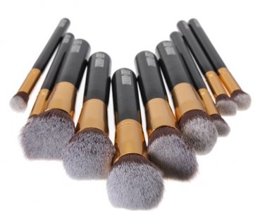 10 pcs Wooden Handle Makeup Kit Cosmetic Brushes Set