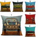 Cartoon Cute Dog Driving Cotton Pillow Case Home Office Pillowcase