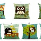 Cartoon Owl Print Pillow Case Home Office Car Cushion