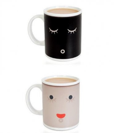 Morning Ceramic Coffee Cup Smilling Face Color Changing Mug Cup