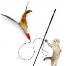 Cat Teaser Rod Toy Real Feathers of Guinea Fowl