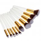 10Pcs White Foundation Makeup Tools Cosmetic Brushes Set Kit