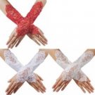 Bride Wedding Party Fingerless Pearl Lace Satin Bridal Gloves