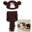 Baby Infant Monkey Crochet Costume Photography Prop Clothes