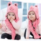 2PCS Baby Children Boys Girls Animal Braid Cap Scarf Hat Set